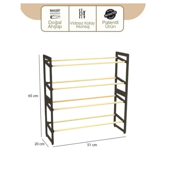 4 Katlı Ahşap Ayakkabılık - Resim 2
