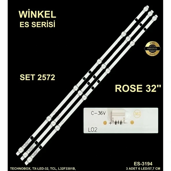 Rose Tv Led Bar 32 İnç 3 Lü Takım 3 X 57,7 Cm 6 Mercek 284675-t21