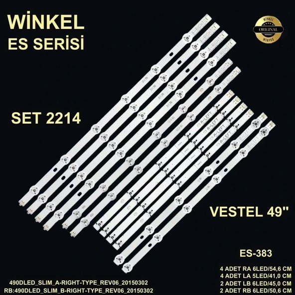 Vestel Tv Led Bar 49 İnç 12 Li Takım (4x54,6cm Ra)-(4x41cm La)-(2x45 Cm Lb)-(2x50,6cm Rb) 284573 - S8 ürün görseli