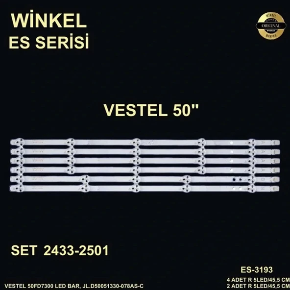 Vestel Tv Led Bar 50 İnç 6 Lı Takım 4 X 45,5 Cm/a 5 Mercek 2 X 45,5 Cm/b 5 Mercek 284576 - S11 ürün görseli