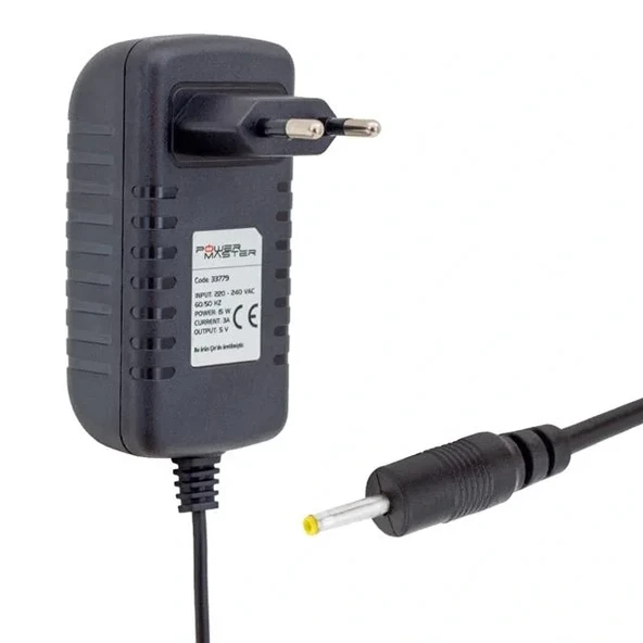 Powermaster Pm-33779 5 Volt - 3 Amper 2.5*0.7 Mm Uçlu Plastik Kasa Priz Tipi Adaptör
