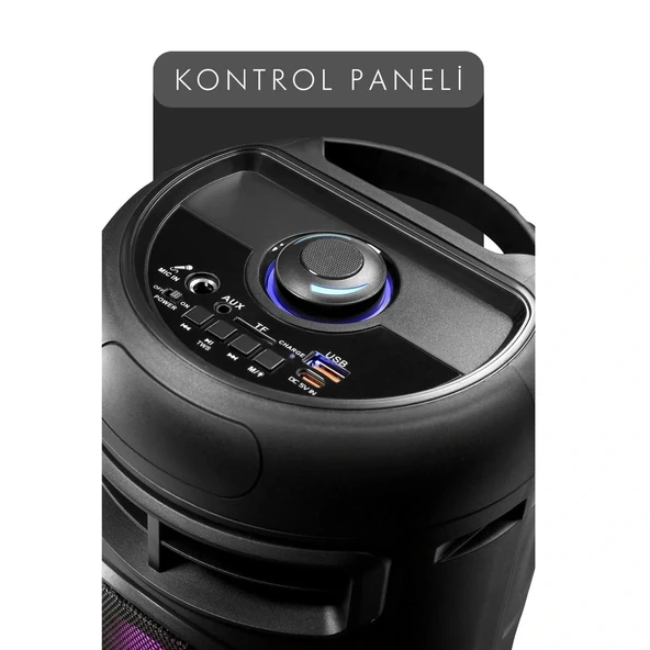 Maxron Mxboom Taşınabilir Rgb Led Bt5.0 Hoparlör Parti Speaker Kablosuz Mikrofonlu - 2