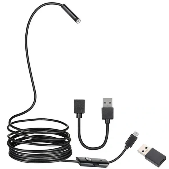 Powermaster 3in1 Micro Usb+type C+pc 8 Mm Işıklı 5 Metre Endeskop Yılan Kamera - Resim 3