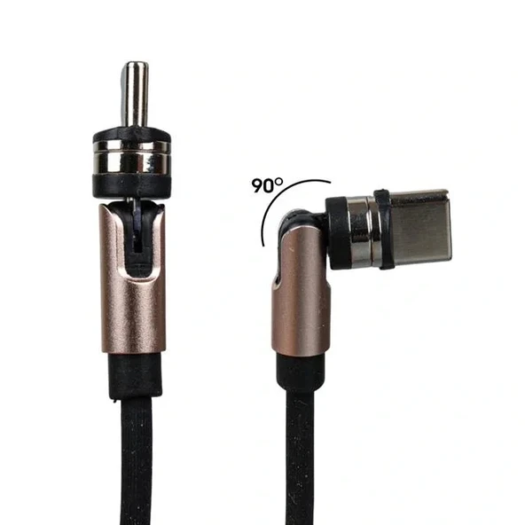 Powermaster Pm-25906 Siyah 3in1  (type C- Lightning- Micro Usb) Manyetik Uç Taşınabilir Şarj Kablosu - Resim 2