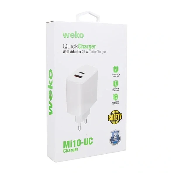 Weko Wk-21446 S11-uc 25 Watt 3.0 Amper Type-c + Usb Telefon Şarj Başlık Adaptörü - Resim 3