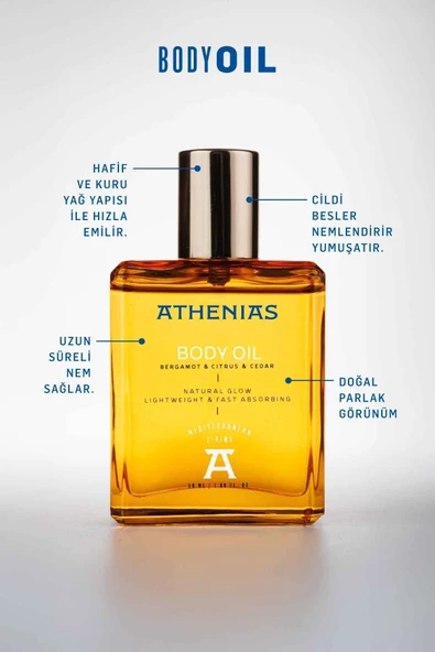 Athenias Body oil 50 ML Yüz ve Vücut Yağı | 21 Çeşit Organik Yağ Ve Ekstrakt + Nemlendirici + Doğal Parlaklık - 4
