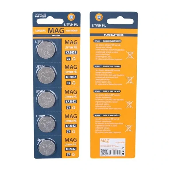 Mag Batteries Mg-2032 Para Pil Cr2032 3 Volt Lityum Para Pil (5'li Paket) ürün görseli