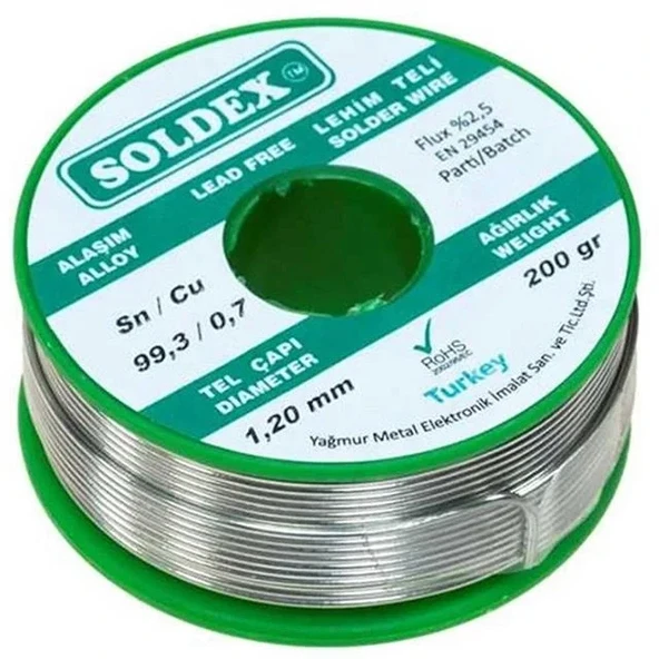 Soldex 1.20 Mm 200 Gr Kurşunsuz Lehim Teli ürün görseli 1