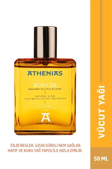 Athenias Body oil 50 ML Yüz ve Vücut Yağı | 21 Çeşit Organik Yağ Ve Ekstrakt + Nemlendirici + Doğal Parlaklık
