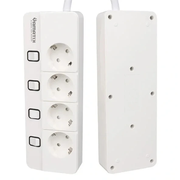 Yamatik X-man-104 A-class 4'lü Ayrı Anahtarlı 2 Metre Akım Korumalı Grup Priz 1400 Joule - Resim 2