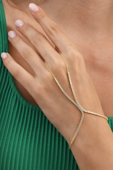 Gümüş altın yaldızlı zirkon taşlı su yolu modeli şahmeran SGTL13038GOLD - Resim 3