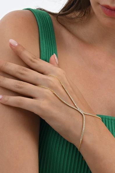 Gümüş altın yaldızlı zirkon taşlı su yolu modeli şahmeran SGTL13038GOLD ürün görseli