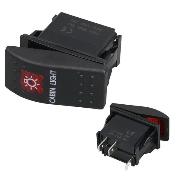 Powermaster Kabin Sembollü Işıklı 3 Pinli On-off 12-24v Marin Switch ürün görseli
