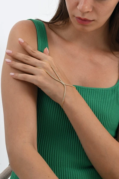 Gümüş altın yaldızlı zirkon taşlı su yolu modeli şahmeran SGTL13038GOLD - Resim 4