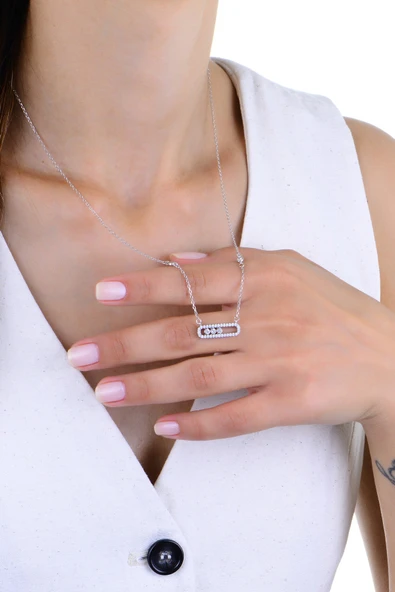 Gümüş rodyumlu hareketli zirkon taşlı umut ışığı kapsül kolye SGTL12965RODAJ - Resim 3