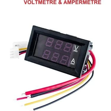 VOLTMETRE & AMPERMETRE  DUAL DİGİTAL (0 ~ 30V /  0 ~ 100A ) G.Y. DC ŞÖNTLÜ ürün görseli 1