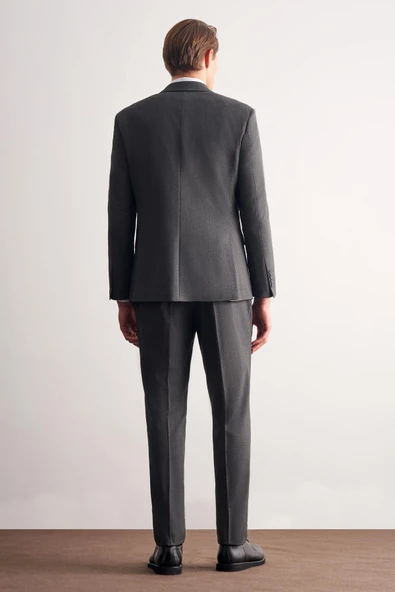 Antrasit Kırlangıç Yaka Tam Astar 6 Drop Slim Fit Takım Elbise 1001255162 - Resim 5
