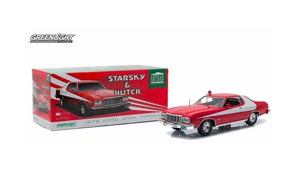 Greenlight Starsky & Hutch 1976 Ford Gran Torino 1/18 Model Araba - Resim 3