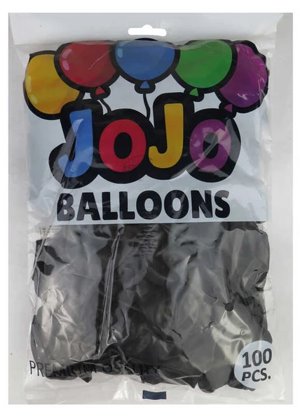 BALON DÜZ 12 İNC (JOJO BALLOONS) SİYAH 100 ADET - Resim 2