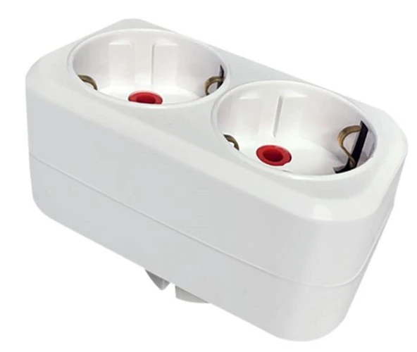 Mutlusan İkili Topraklı Fiş-Priz Düz Tip Beyaz (001 170 033006 00 00) ürün görseli 1