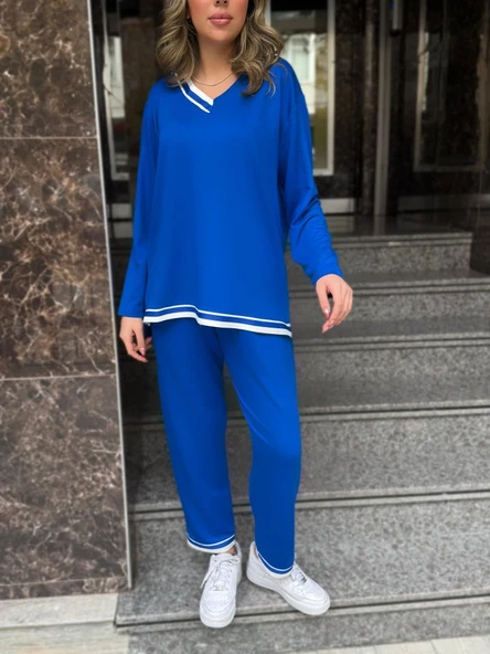 Kadın Uzun Kollu Ribana Detay Viskon Iki Iplik Ikili Takım - Resim 4