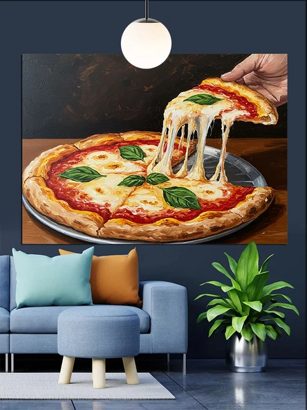 Taze Pizzadan Eriyen Peynir Dekoratif Kanvas - Mdf Ahşap Tablo