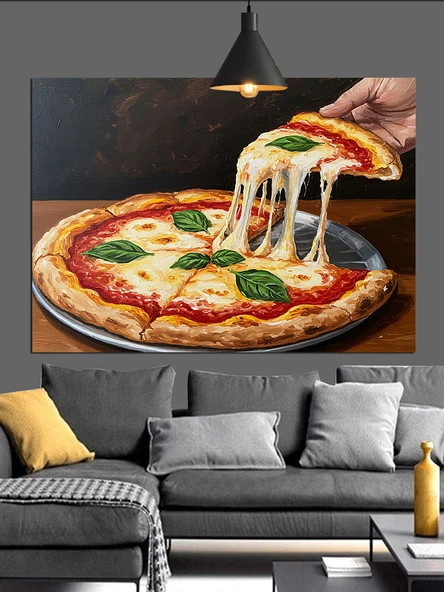 Taze Pizzadan Eriyen Peynir Dekoratif Kanvas - Mdf Ahşap Tablo - 3
