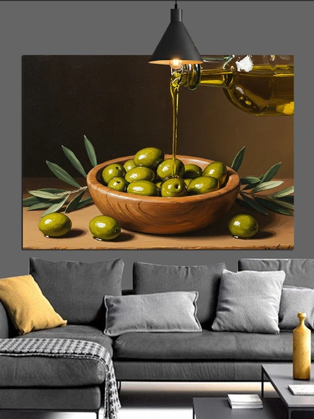 Zeytin Yağı Kasede Zeytin Dekoratif Kanvas - Mdf Ahşap Tablo - 3