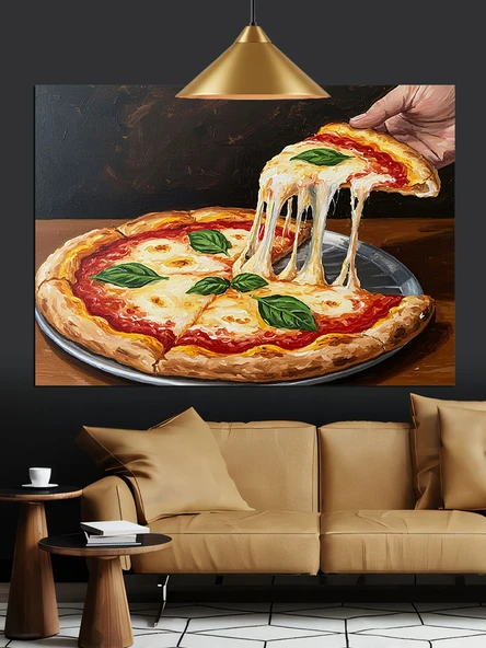 Taze Pizzadan Eriyen Peynir Dekoratif Kanvas - Mdf Ahşap Tablo - 2