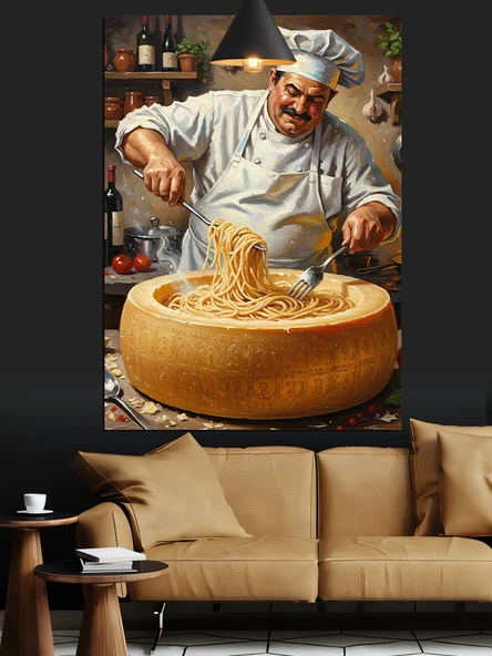 Şefin Büyük Peyniri Makarna Dekoratif Kanvas - Mdf Ahşap Tablo - 2