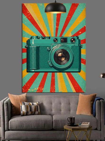 Retro Yeşil Kamera Tasarımı Sanatı Dekoratif Kanvas - Mdf Ahşap Tablo - 2
