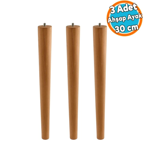 3 Adet Sehpa Masa Ayağı Ham Doğal Ahşap Kahverengi Boyalı Mobilya Aksesuar Ayaklar Bohem 30 cm ürün görseli