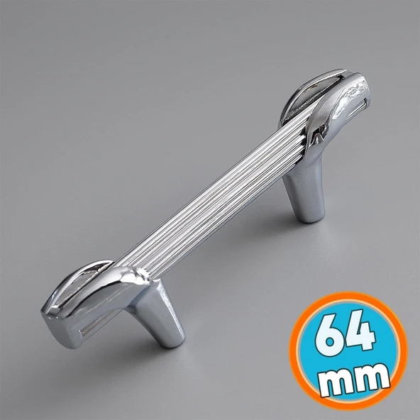 Mobilya Mutfak Dolabı Çekmece Kulpları Dolap Kapak Kulpu Kulbu Krom Renk 64 mm Metal Kulp