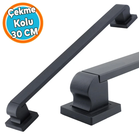Sürgülü Kapı Çekme Kolu Tutma Kulpu Kulbu Çelik Dış Kapı Tutamağı Kol Siyah 30 Cm ürün görseli