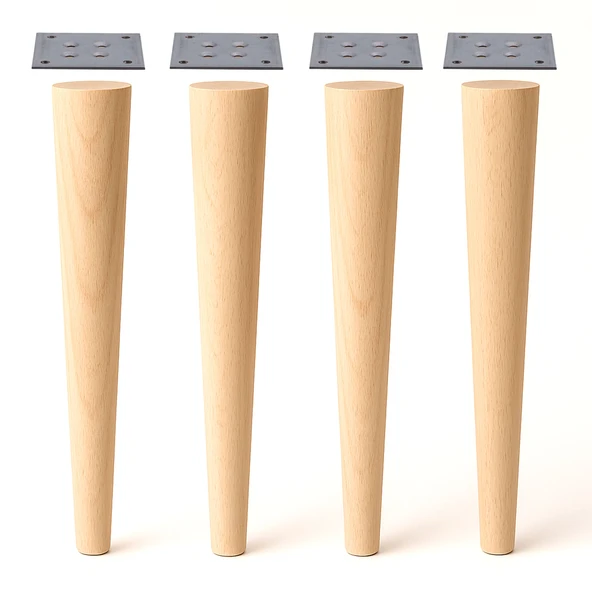 Masa Ayağı 4 ADET Ham Doğal Ahşap Boyasız Bağlantı Aparatlı Mobilya Kanepe Sehpa Ayakları Bohem 75cm - Resim 6