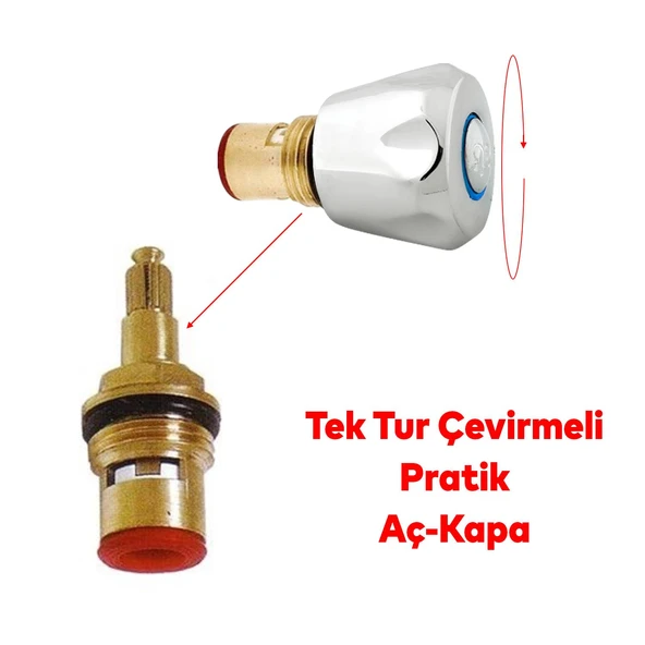 Aç Kapa Musluk Başlığı Kafası Pratik 1 Adet Batarya Yedek Başlık Salmastra - Resim 5