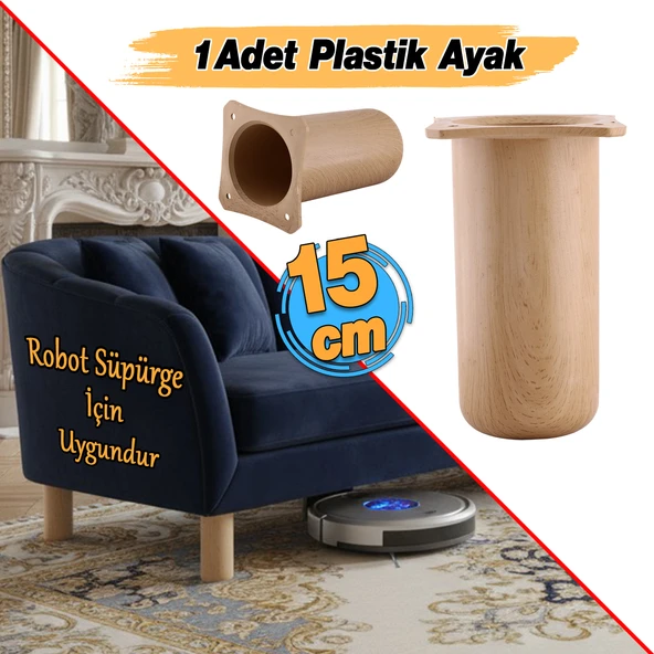 Mobilya Kanepe Koltuk Yatak Baza Yükseltici Yükseltme Ayağı Ayakları Plastik  Kayın Beji 15 cm - Resim 2