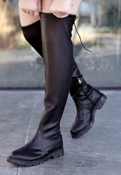 Iyan Siyah Cilt Çorap Çizme - Resim 4