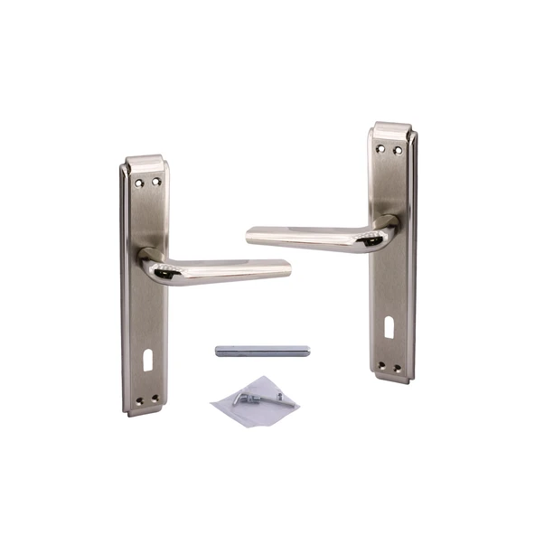 1 Takım İç Oda Kapı Kolu Aynalı Sağa Sola Uygun Saten Renk Dış Ahşap Pvc Metal Çelik Kapısı Tutamağı - Resim 2