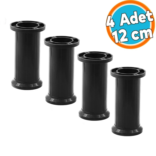 4 Adet Plastik Ayak Dolap Mobilya Tezgah Yükseltici Yükseltme Ayağı Ayarlanabilir 12 Cm Siyah ürün görseli