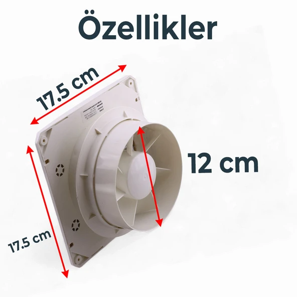 Banyo WC Tuvalet Havalandırma Fanı Duvar Tipi Aspiratör Mutfak Hava Süper Sessiz Aspiratör 120 mm - Resim 2