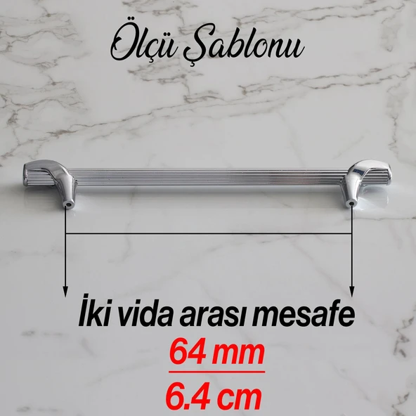 Mobilya Mutfak Dolabı Çekmece Kulpları Dolap Kapak Kulpu Kulbu Krom Renk 64 mm Metal Kulp - 5