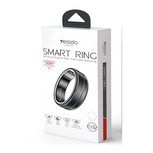 Yesido IO32 50M Su Geçirmez Sağlık ve Egzersiz Takip Özellikli Akıllı Yüzük - Siyah - 3