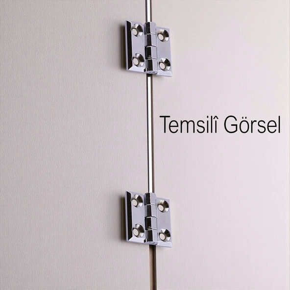 2 ADET 60x60 mm Gümüş Metal Yaprak Menteşe Kapi Pencere Dolap Mobilya Kapak Menteşe Bağlantı - Resim 4