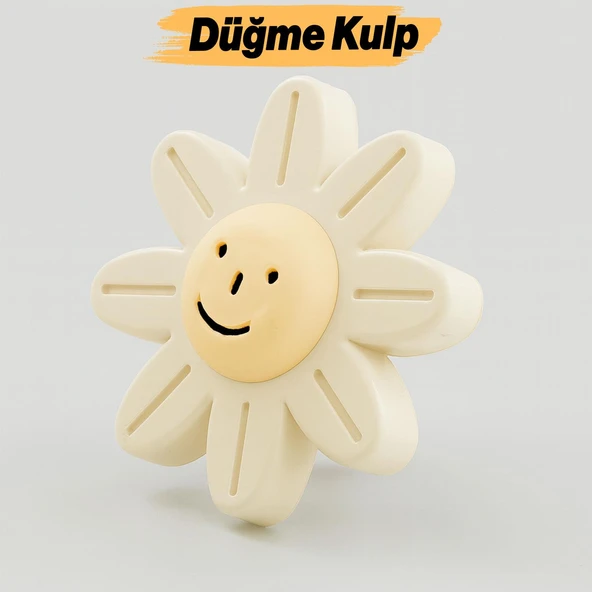 Gülücüklü Aytaşı Krem Mobilya Çoçuk Odası Dolabı Kapak Kulpu Çekmece Kulbu Plastik 1 ADET ürün görseli