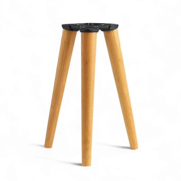 Sehpa Ayak Seti Silindir Mobilya Ayağı Aksesuar Ayakları Kahverengi Boyalı Doğal Ahşap 3'lü Takımı 40 cm ürün görseli