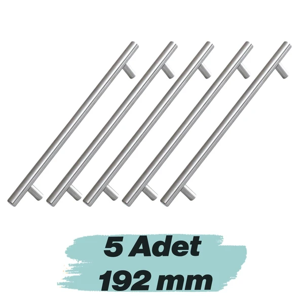 Mobilya Mutfak Çekmece Dolap Kapak Kulpu Kulbu 192 mm İnox Metal Kulp (5 Adet) ürün görseli