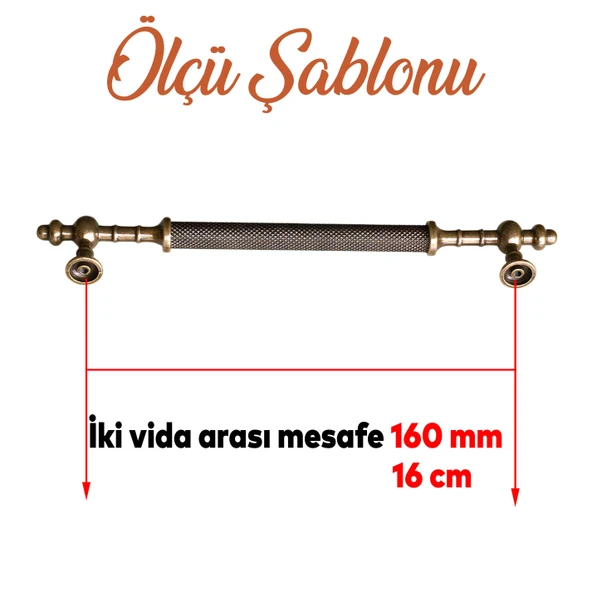 Mobilya Mutfak Çekmece Dolap Dolabı Kulpu Kulbu Kulpları Eskitme Antik Sarı Metal 160 mm - Resim 2