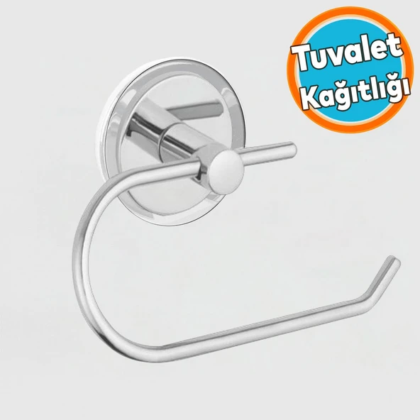 Metal Tuvalet Kağıtlık Yapışkanlı Açık Aparat WC Kağıt Standı Bez Havluluk Paslanmaz Sağlam Krom ürün görseli