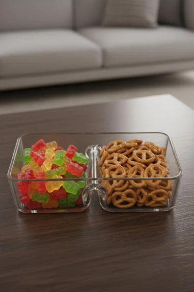 Paşabahçe El imalatı Kristal 2 bölmeli Dikdörtgen Derin Kase 218917 18839 - Resim 2